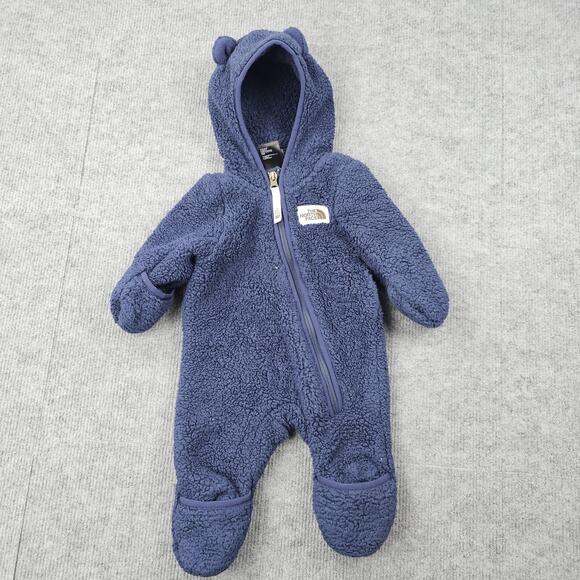 The North Face One Piece Campshire Infant 0-3 Months Blue Bear Fleece Bunting - Picture 1 of 6